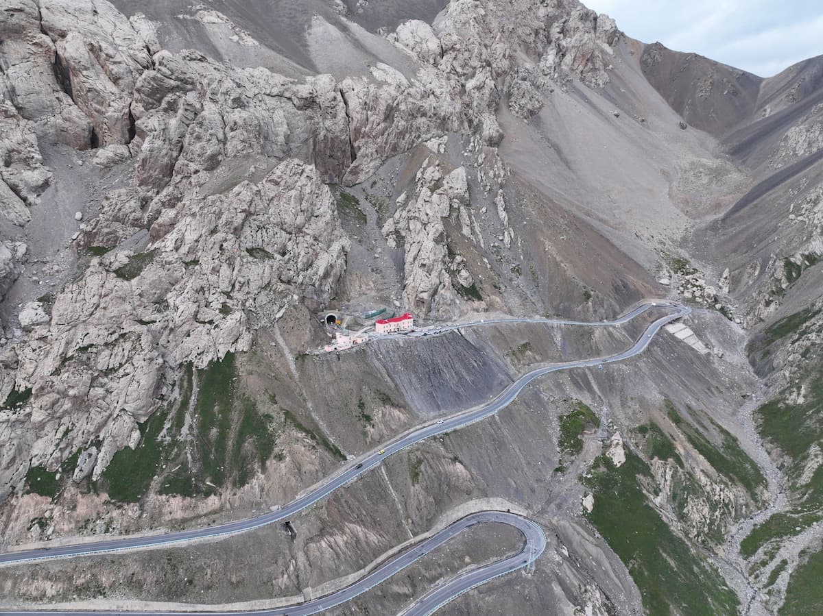 The Duku Highway winding through mountains toward Kuqa